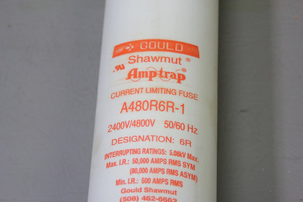 NEW GOULD SHAWMUT 2400V/4800V AMP TRAP CURRENT LIMITING FUSE A480R6R-1