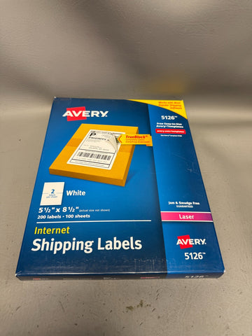 New Avery 5126 Shipping Labels With TrueBlock White 5.5"X8.5" 200 Labels