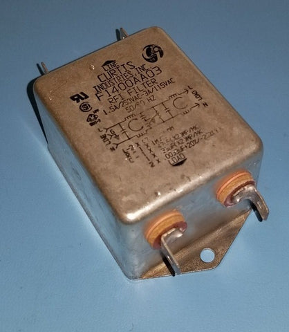 NOS CURTIS F1400AA03 RFI LINE FILTER 1.5A/250VAC-3A/115VAC