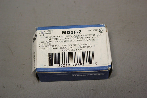 NEW THOMAS & BETTS MD2F-2 UNINSULATED FEMALE DISCONNECT LOT OF 8