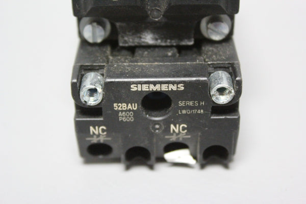 SIEMENS GREEN OIL TIGHT MUSHROOM HEAD PUSH BOTTON 52PP7ESUB W/ 52BAU