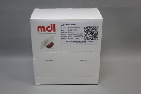SEALED 100- MDI SYRINGE FILTER SYPL0301MNXX204 0.2UM PORE SIZE 13MM DIAMETER