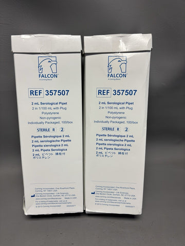 200- Falcon 2mL in 1/100 Sterile Polystyrene Serological Pipets 357507