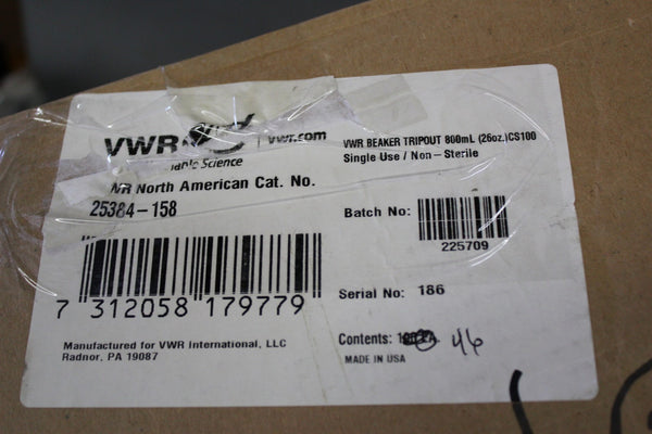 46 NEW VWR 800ml TRI-POUR GRADUATED BEAKER 25384-158