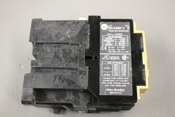 ALLEN BRADLEY MAX CONTACTOR 100-A30NZ*3 SER B
