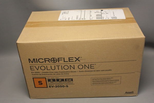 NEW BOX OF 1000 ANSELL MICROFLEX POWDER FREE LATEX EXAMINATION GLOVES SZ S