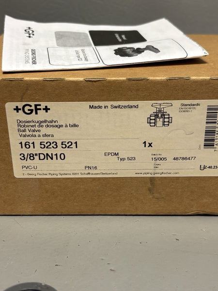 New Georg Fischer 161 523 521 3/8" DN10 PVC-U Metering Ball Valve