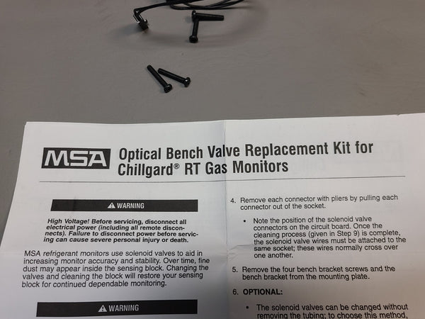 NEW MSA CHILLGARD RT GS MONITOR OPTICAL BENCH VALVE REPLACEMENT KIT 10035439