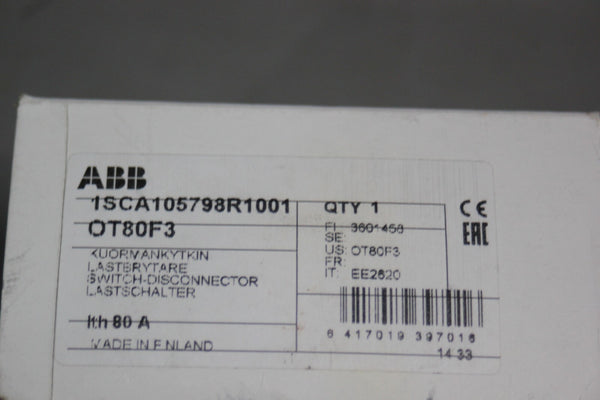 NEW ABB SWITCH DISCONNECTOR OT80F3