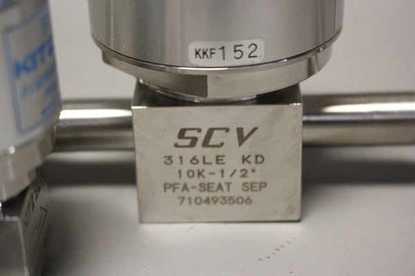 NEW SCV KITZ SCT DUAL 316 STAINLESS DIAPHRAGM VALVES PFA-SEAT 10K-1/4" 1/2"