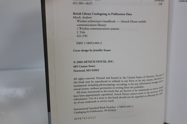 WIRELESS TECHNICIAN'S HANDBOOK MICELI HARDCOVER(S3-2-39E)