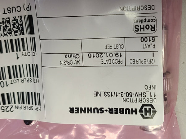 NEW HUBER SUHNER SHV RF CONNECTOR PLUG 22541987 11_SHV-50-3-1/133_NE 