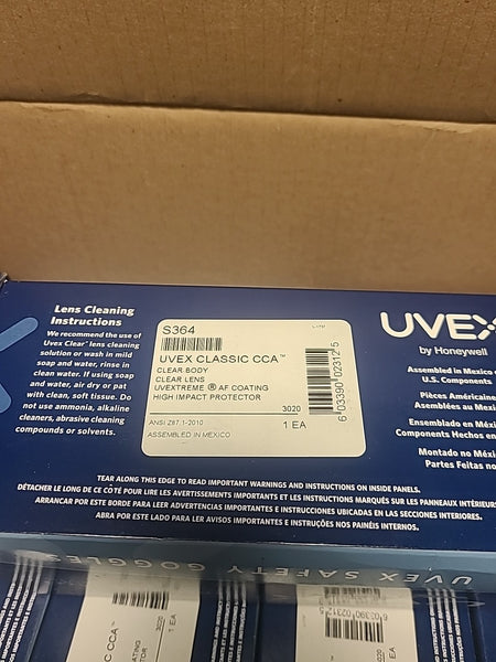 Case Of 18 New HONEYWELL UVEX Safety Goggles Clear Lens Anti-Fog S364
