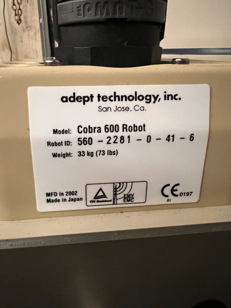 ADEPT TECHNOLOGY COBRA 600 ROBOT WITH CABLES