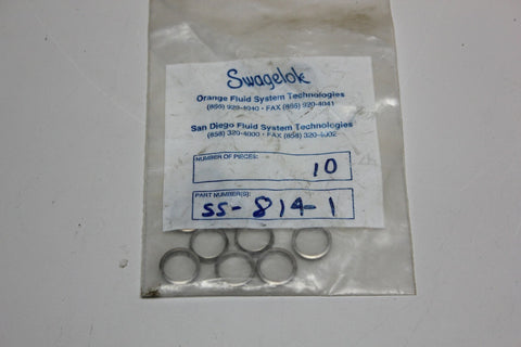 10 New Swagelok 1/2" Tube Fitting Nut Back Ferrule SS-814-1