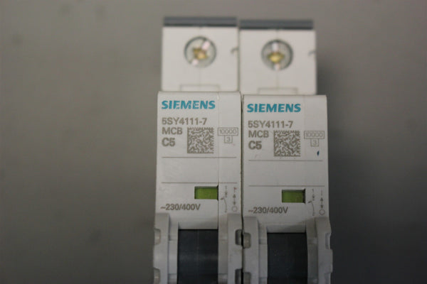 Lot of 2 SIEMENS CIRCUIT BREAKER 5SY4111-7MCB C5