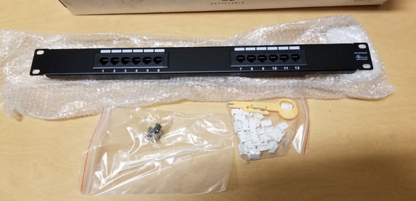 Monoprice 19" 12 Port Patch Panel MP-C6U8BBH12 7252