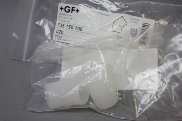 4 NEW GF PVDF SYGEF CORROSION RESISTANT 20mm SOCKET-FUSION UNION ELBOW 735150106