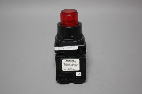 SIEMENS ILLUMINATED RED LED PUSH BOTTON 52BT6G2AB W/52AATG2B AND 52BJK