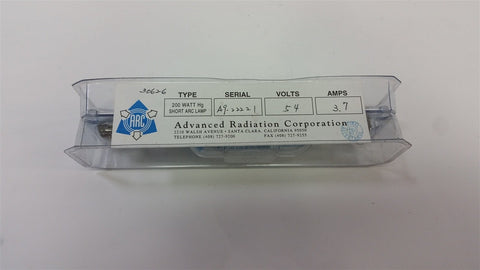 ADVANCED RADIATION CORP 200W Hg SHORT ARC LAMP 54V 3.7A 
