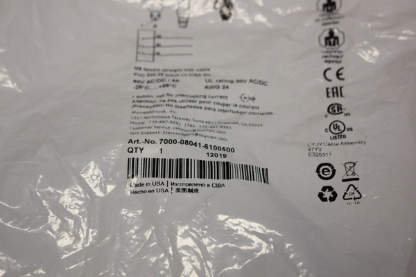 NEW MURR ELEKTRONIK 7000-08041-6100500 Cordset M8 Female 5m