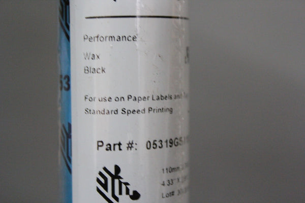 8 NEW ZEBRA WAX RIBBON 05319GS11007 4.33" x 2.913"