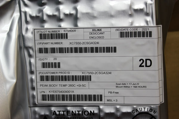 20 NEW XILINX SPARTAN 7 FPGA XC7S50-2CSGA324I FACTORY SEALED