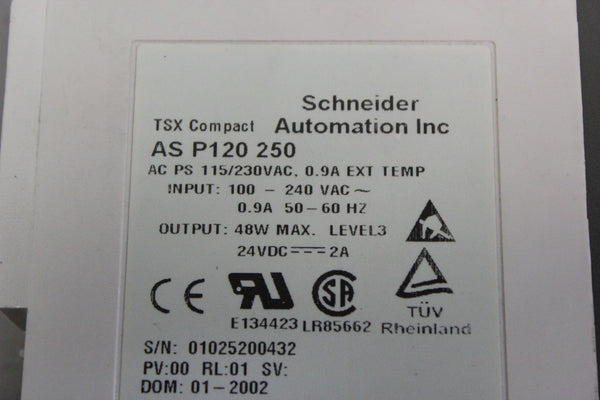 SCHNEIDER AUTOMATION PLC POWER SUPPLY MODULE  AS P120 250