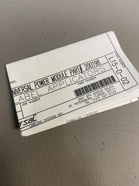 NEW UNIVERSAL LABELING SYSTEMS POWER MODULE L15-D-02 200198 PLC BOARD