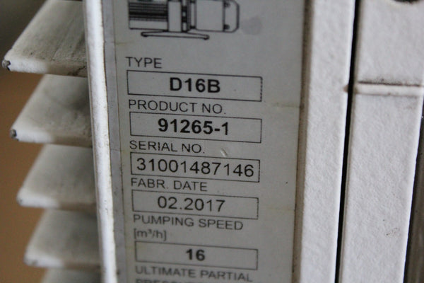 LEYBOLD TRIVAC ROTARY VANE VACUUM PUMP D16B 91265-1 AR 16-25 72260117