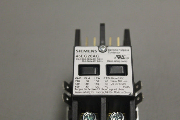 SIEMENS 45EG20AG DEFINITE PURPOSE CONTACTOR