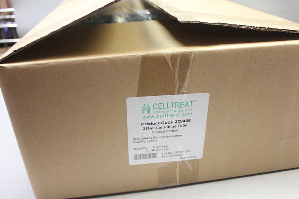 Case of 36 250mL Conical Bottom Centrifuge Tubes; Celltreat 229466