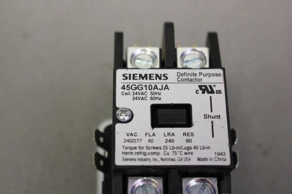 UNUSED SIEMENS 45GG10AJA DEFINITE PURPOSE CONTACTOR