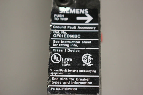 SIEMENS GROUND FAULT KIT GF01ED60BCA