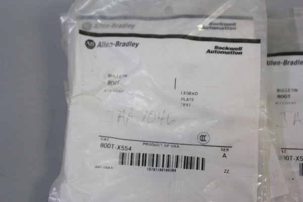 NEW LOT OF 10 ALLEN BRADLEY TEST LEGEND PLATES 800T-X554 A