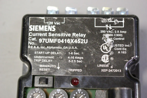 UNUSED SIEMENS CURRENT SENSITIVE RELAY  97UMF0416X452U