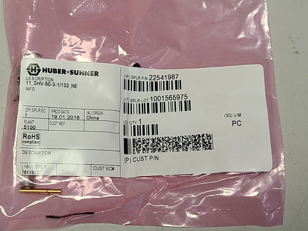 NEW HUBER SUHNER SHV RF CONNECTOR PLUG 22541987 11_SHV-50-3-1/133_NE 