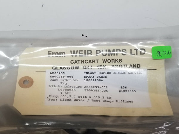 New Weir Pumps O'ring Oring Kit  Diffuser AB00259 