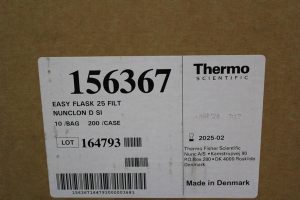 NEW CASE OF 200 THERMO EASY FLASK CELL CULTURE FLASKS 156367