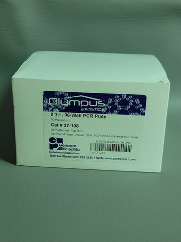 NEW OLYMPUS PLASTICS 0.2 ML 96 WELL PCR PLATE 27-108 FLAT RIM 10 PLATES