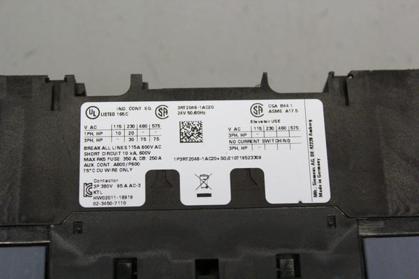SIEMENS SIRIUS POWER CONTACTOR 3RT2046-1AC20