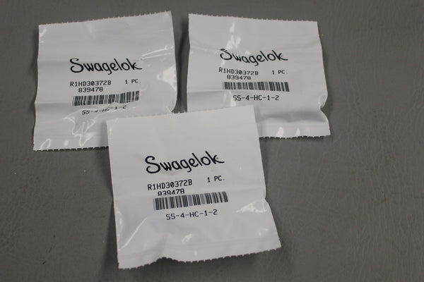 NEW LOT OF 3 SWAGELOCK SS-4-HC-1-2   1/8" STAINLESS STEEL CONNECTORS
