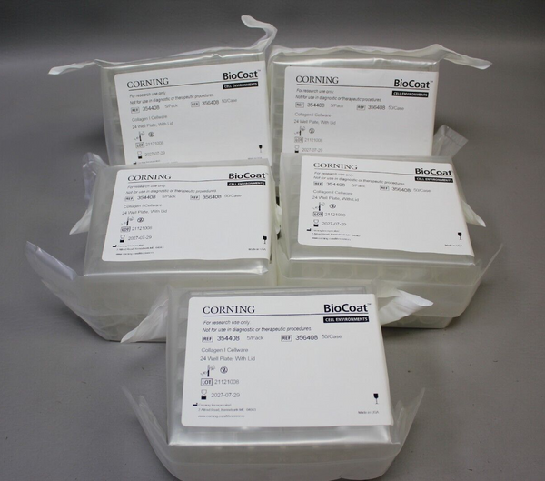 NEW CORNING 354408 BIOCOAT COLLAGEN CELLWARE 24 WELL PLATE W/LID 25 QTY