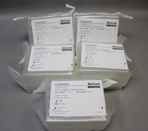 NEW CORNING 354408 BIOCOAT COLLAGEN CELLWARE 24 WELL PLATE W/LID 25 QTY