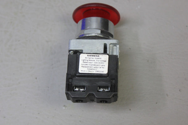 UNUSED SIEMENS ILLUMINATED PUSH BUTTON SWITCH RED MUSHROOM HEAD 30MM 52PP2ERA