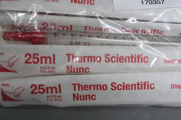 50 NEW THERMO NUNC 25ml DISPOSABLE PLASTIC SEROLOGICAL PIPETTE 170357