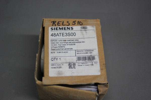 NEW SIEMENS SOLID STATE OVERLOAD RELAY 48ATE3S00 3UB8123-4EW2