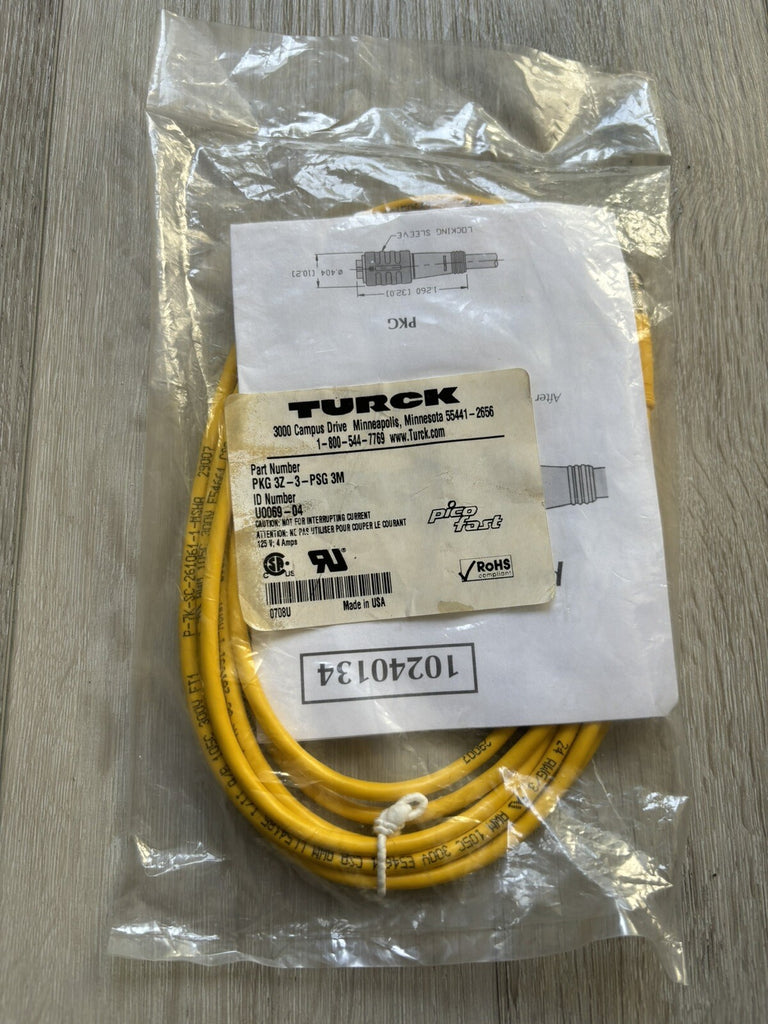 Turck PKG 3Z-3-PSG 3M ID U0069-04 CONNECTOR PICO FAST