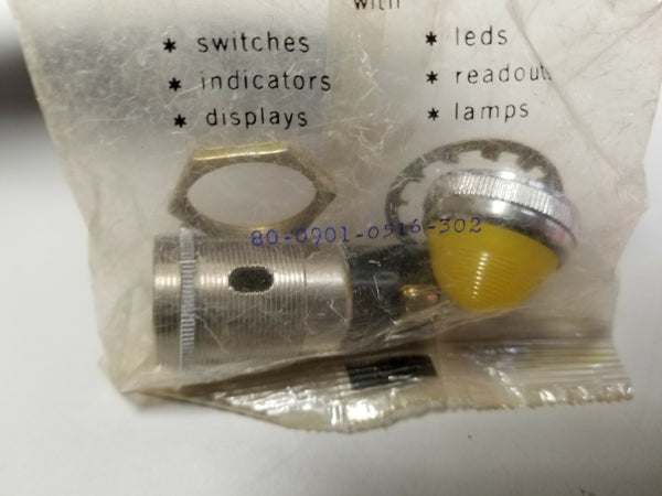 New Dialight Panel Mount Yellow Dome Pilot Light Indicator 80-0901-0516-302