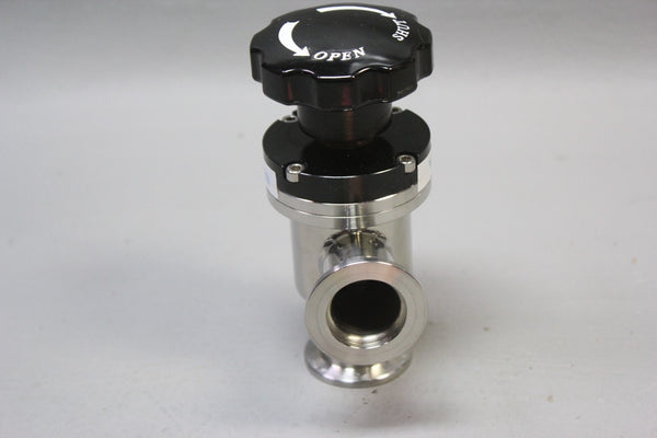 UNUSED LESKER MANUAL BELLOWS SEALED STAINLESS STEEL ANGLE VALVE SA0100MVQF KF-25